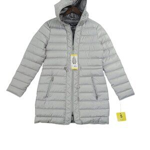 NEW Kenneth Cole Womens S  Puffer Coat With Hood Lightweight Quilted Polyester